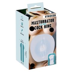   STROKER - masturbator artificial, cu inel pentru penis (alb ca laptele)