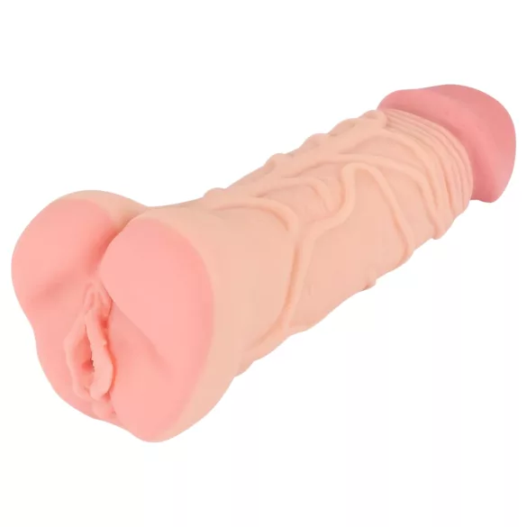 Nature Skin - vagin artificial și husă penis 2în1 - silicon bej