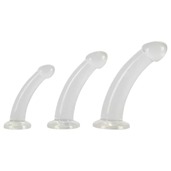 Crystal Clear - set dildo anal cu gland - 3 piese - transparent