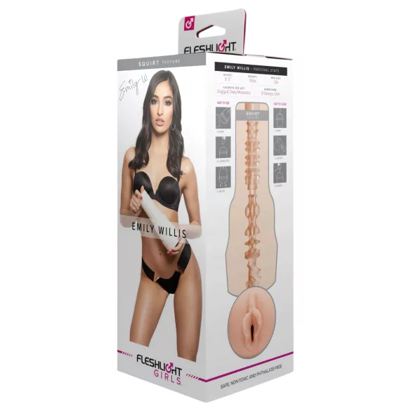 Fleshlight Emily Willis Squirt - vagin artificial realist (culoare naturală)