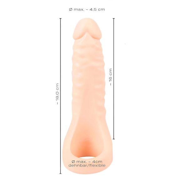 Realistixxx - dildo realist dublu cu inel pentru penis - silicon natur