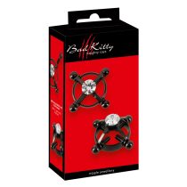   Bad Kitty - Bijuterie pentru sfârcuri cu șurub (cu stras) - negru