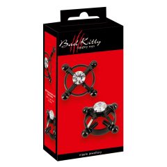   Bad Kitty - Bijuterie pentru sfârcuri cu șurub (cu stras) - negru