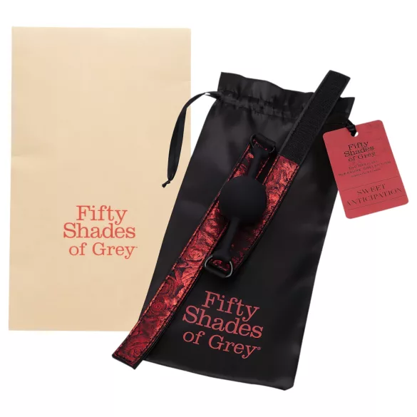 Fifty Shades of Grey - dop pentru gură piele ajustabil negru-roșu