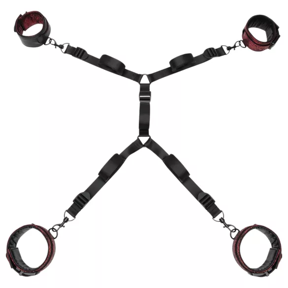 Fifty Shades of Grey - set cătușe BDSM - piele neagră-roșie