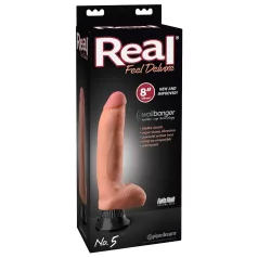   Real Feel Deluxe No.5 - vibrator realist cu testicule - silicon bej