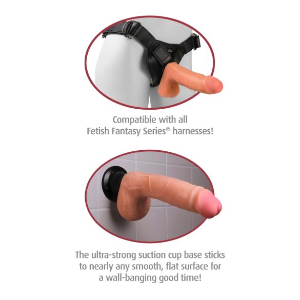 Real Feel Deluxe No.5 - vibrator realist cu testicule - silicon bej