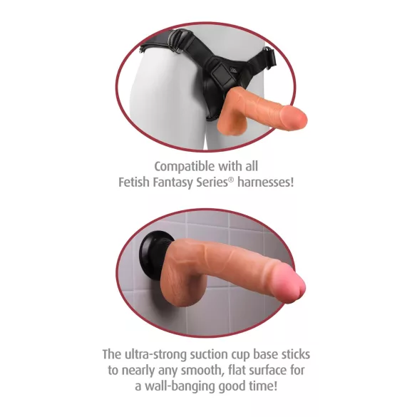 Real Feel Deluxe No.12 - vibrator realist cu testicule - silicon - culoare natur