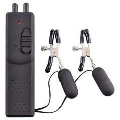 Fetish - cleme vibrante pentru sâni (negru)