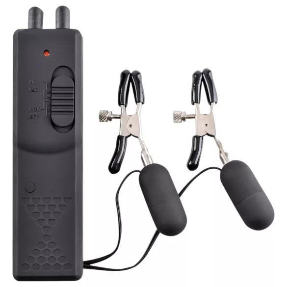 Fetish - clești vibrați pentru sfârcuri - negru