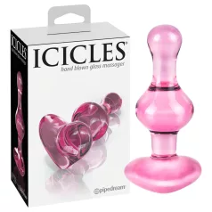 Icicles No. 75 - dop anal sticlă inimă - roz
