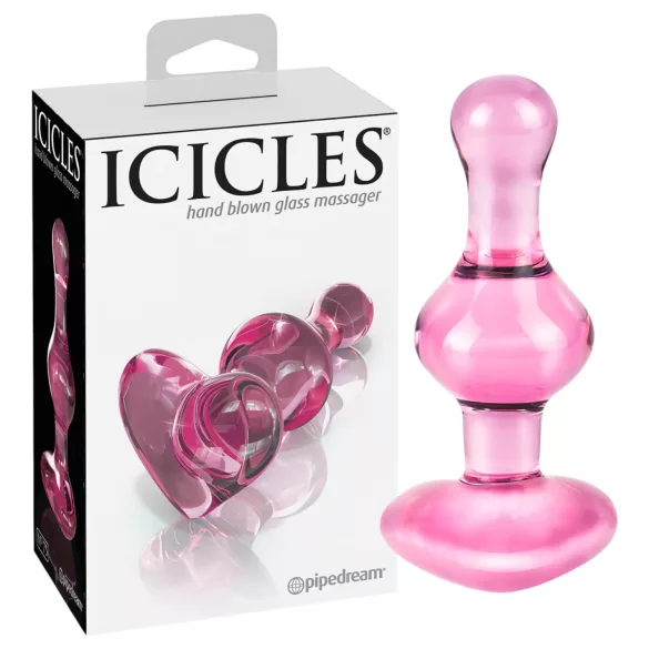 Icicles No. 75 - dop anal sticlă inimă - roz