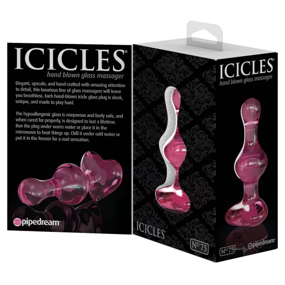 Icicles No. 75 - dop anal sticlă inimă - roz