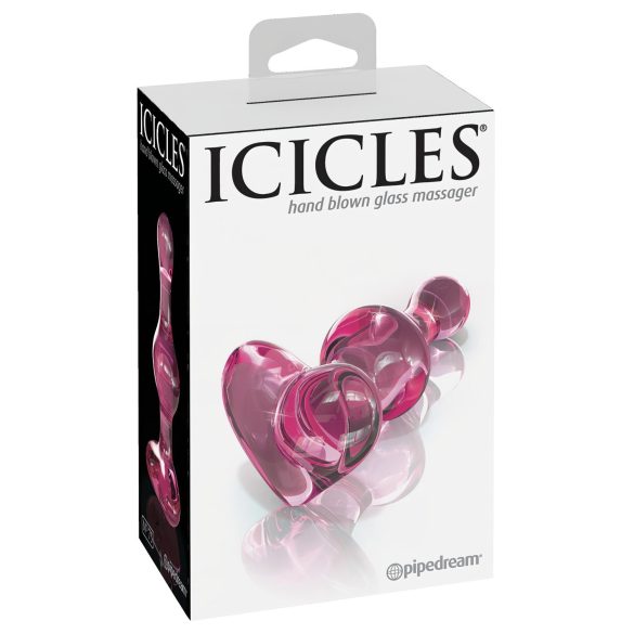 Icicles No. 75 - dop anal din sticlă cu inimioare (roz)