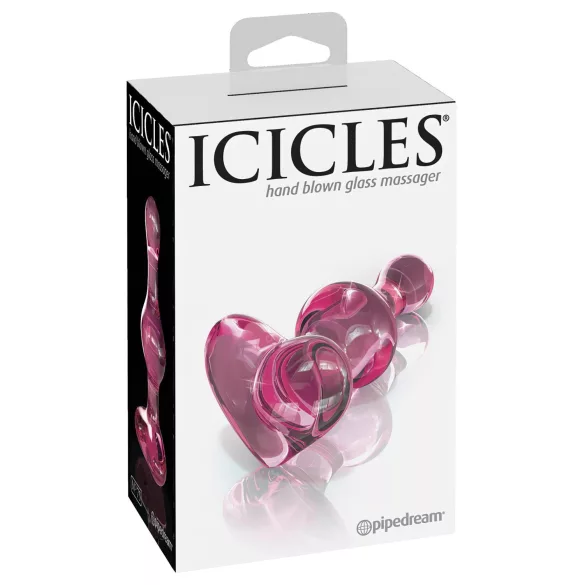 Icicles No. 75 - dop anal sticlă inimă - roz