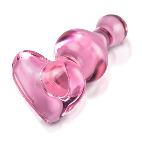 Icicles No. 75 - dildo anal din sticlă cu inimioară (roz)