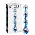 Icicles No. 08 - dildo din sticlă dublu, ondulat - transparent/albastru