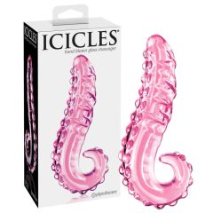   Icicles Nr. 24 - dildo de sticlă în formă de limbă cu coloane (roz)