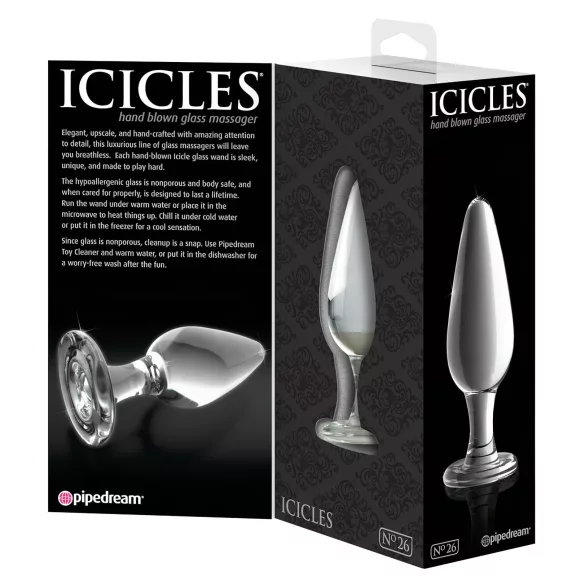 Icicles Nr. 26 - dop anal conic din sticlă (transparent)