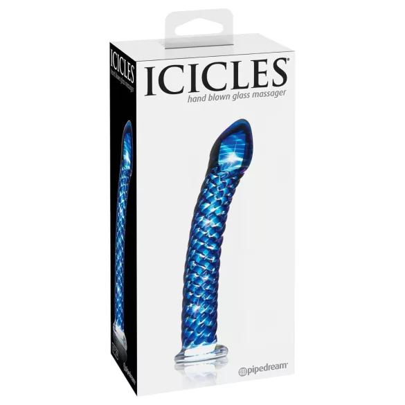 Icicles No. 29 - dildo penis spiralat - sticlă albastră