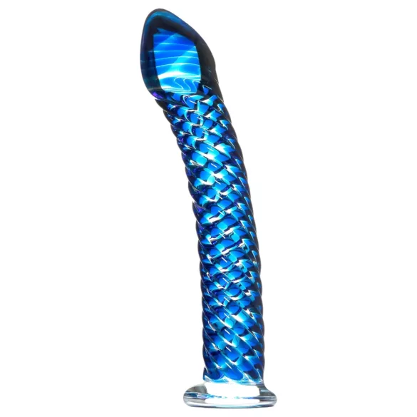 Icicles No. 29 - dildo penis spiralat - sticlă albastră