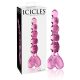 Icicles Nr. 43 - dildo din sticlă cu inimioare și mărgele (roz)