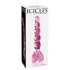 Icicles No. 43 - dildo din sticlă cu bile inimă - roz