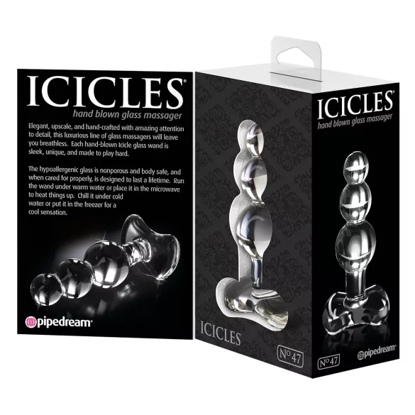 Icicles No. 47 - dop anal cu 3 bile - sticlă transparentă