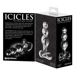   Icicles No. 47 - dildo anal de sticlă cu trei mărgele (transparent)
