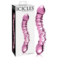   Icicles No. 55 - dildo dublu capăt - stimulare punct G - sticlă roz