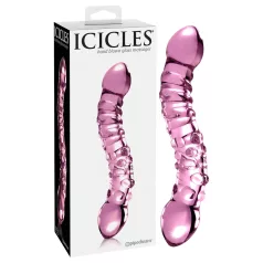   Icicles No. 55 - dildo dublu capăt - stimulare punct G - sticlă roz