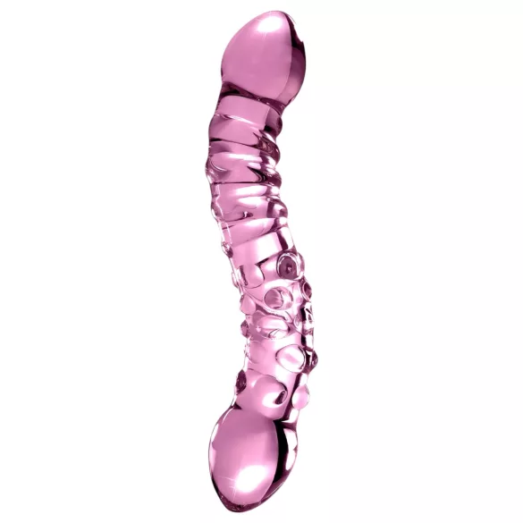Icicles No. 55 - dildo dublu capăt - stimulare punct G - sticlă roz