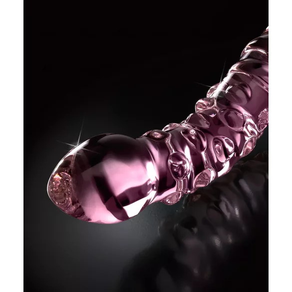 Icicles No. 55 - dildo dublu capăt - stimulare punct G - sticlă roz