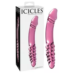 Icicles No. 57 - dildo dublu cu penis - sticlă - roz