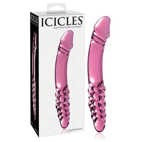Icicles No. 57 - dildo dublu cu penis - sticlă - roz