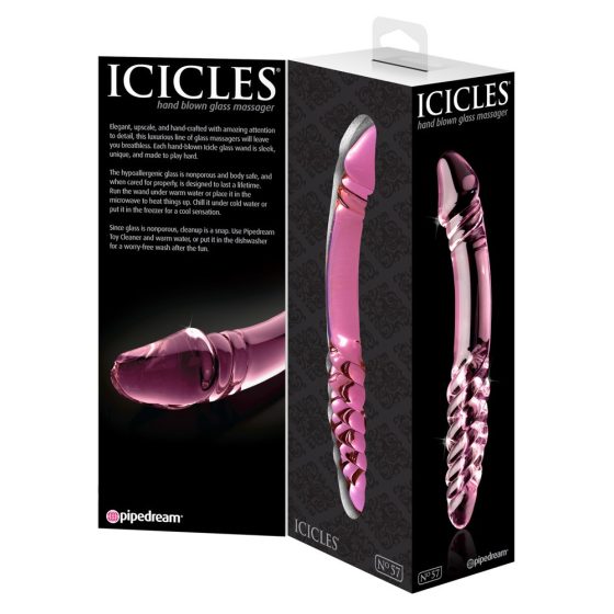 Icicles No. 57 - dildo de sticlă cu două capete în formă de penis (roz)