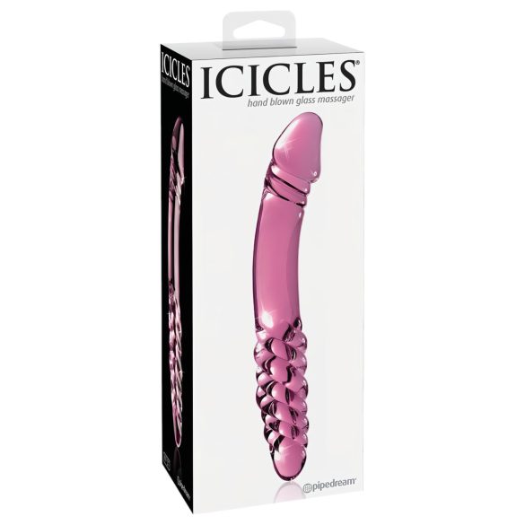 Icicles No. 57 - dildo dublu cu penis - sticlă - roz