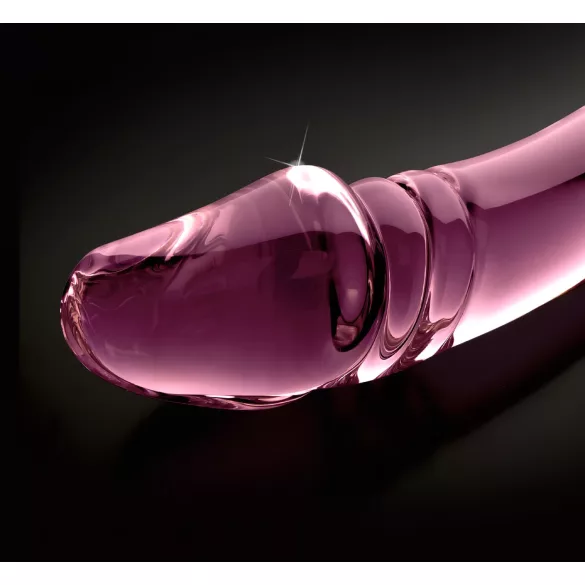 Icicles No. 57 - dildo dublu cu penis - sticlă - roz