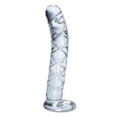   Icicles No. 60 - dildo de sticlă cu rețea, în formă de penis (transparent)