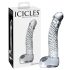 Icicles No. 61 - dildo din sticlă cu testicule și penis - transparent