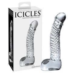   Icicles No. 61 - dildo de sticlă cu testicule, în formă de penis (transparent)