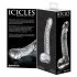 Icicles No. 61 - dildo din sticlă cu testicule și penis - transparent