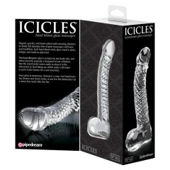   Icicles No. 61 - dildo de sticlă cu testicule, în formă de penis (transparent)