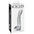 Icicles No. 61 - dildo din sticlă cu testicule și penis - transparent
