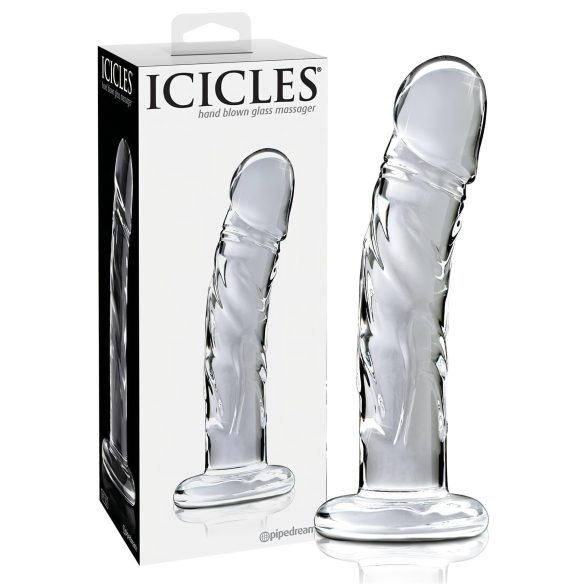 Icicles Nr. 62 - dildo din sticlă cu formă de penis (transparent)
