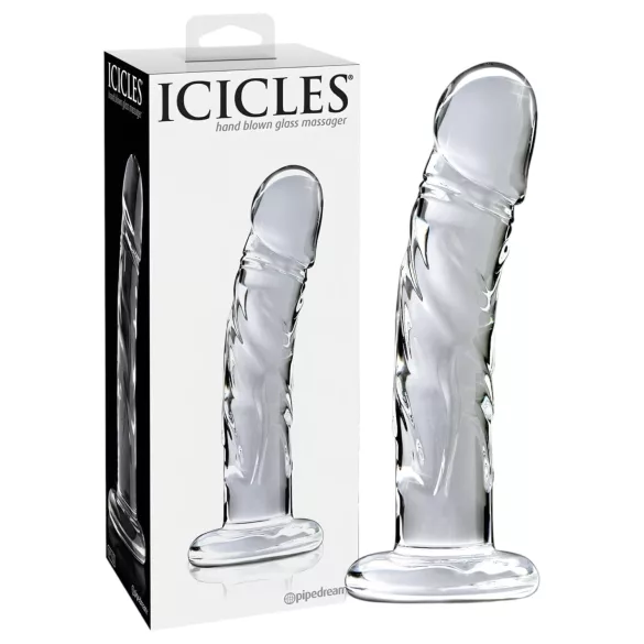 Icicles No. 62 - dildo din sticlă cu penis - transparent