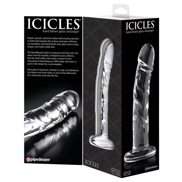 Icicles No. 62 - dildo din sticlă cu penis - transparent
