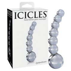   Icicles No. 66 - dildo din sticlă curbat cu bile - transparent