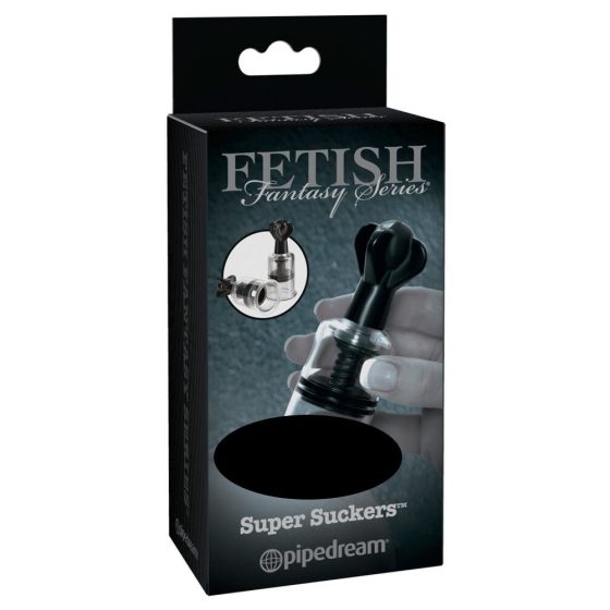 Fetish Super Suckers - pompa pentru supt sfarcuri (negru-transparent)