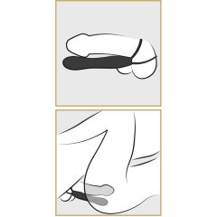   Fetish Double Trouble - inel pentru testicule și penis cu dildo anal (negru)
